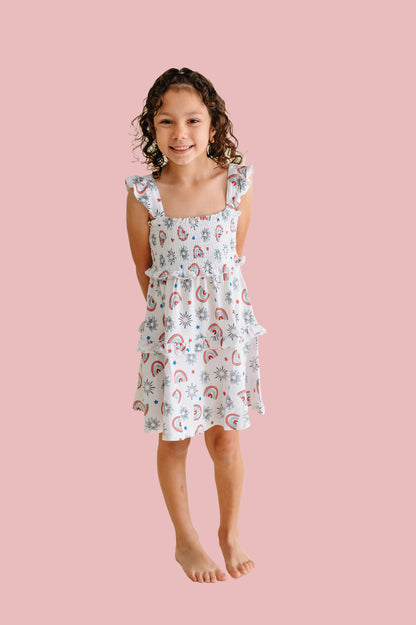 PORTER IN THE USA DREAM SMOCKED BABYDOLL DRESS