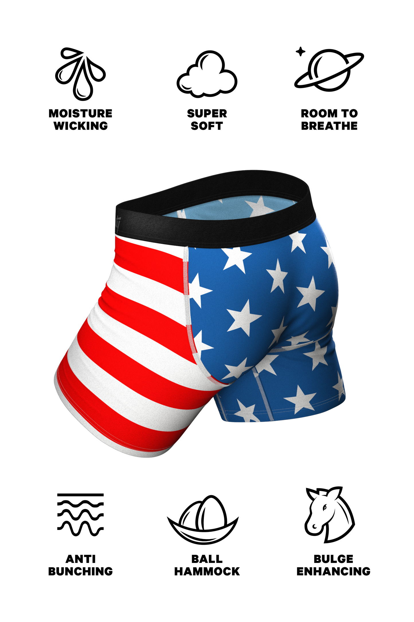 The Stars & Stripes | USA Ball Hammock® Boxer With Fly and Cheeky Pack