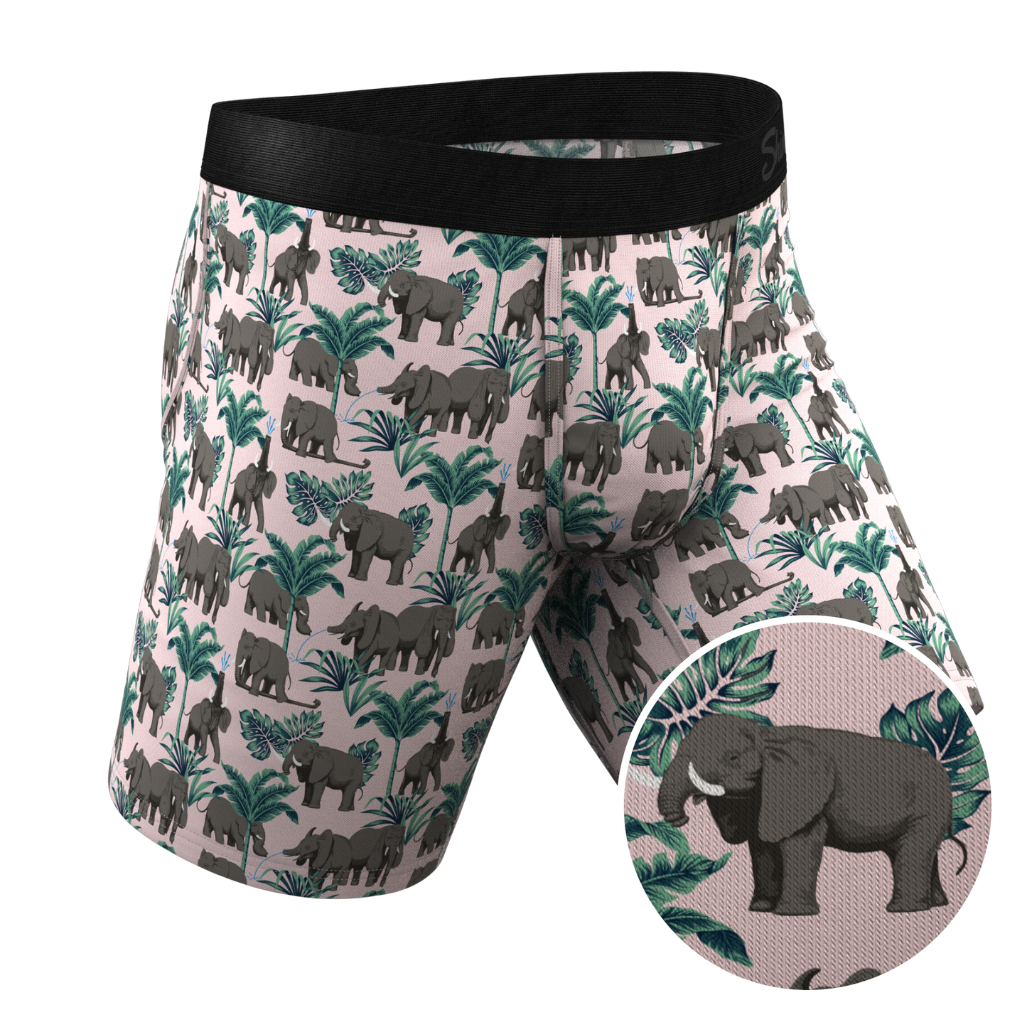 The Maximus | Tropical Elephant Long Leg Ball Hammock® Pouch Underwear With Fly