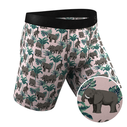 The Maximus | Tropical Elephant Long Leg Ball Hammock® Pouch Underwear With Fly