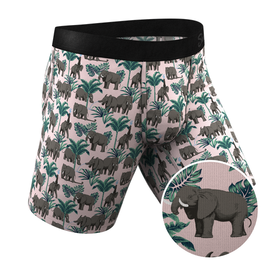 The Maximus | Tropical Elephant Long Leg Ball Hammock® Pouch Underwear With Fly