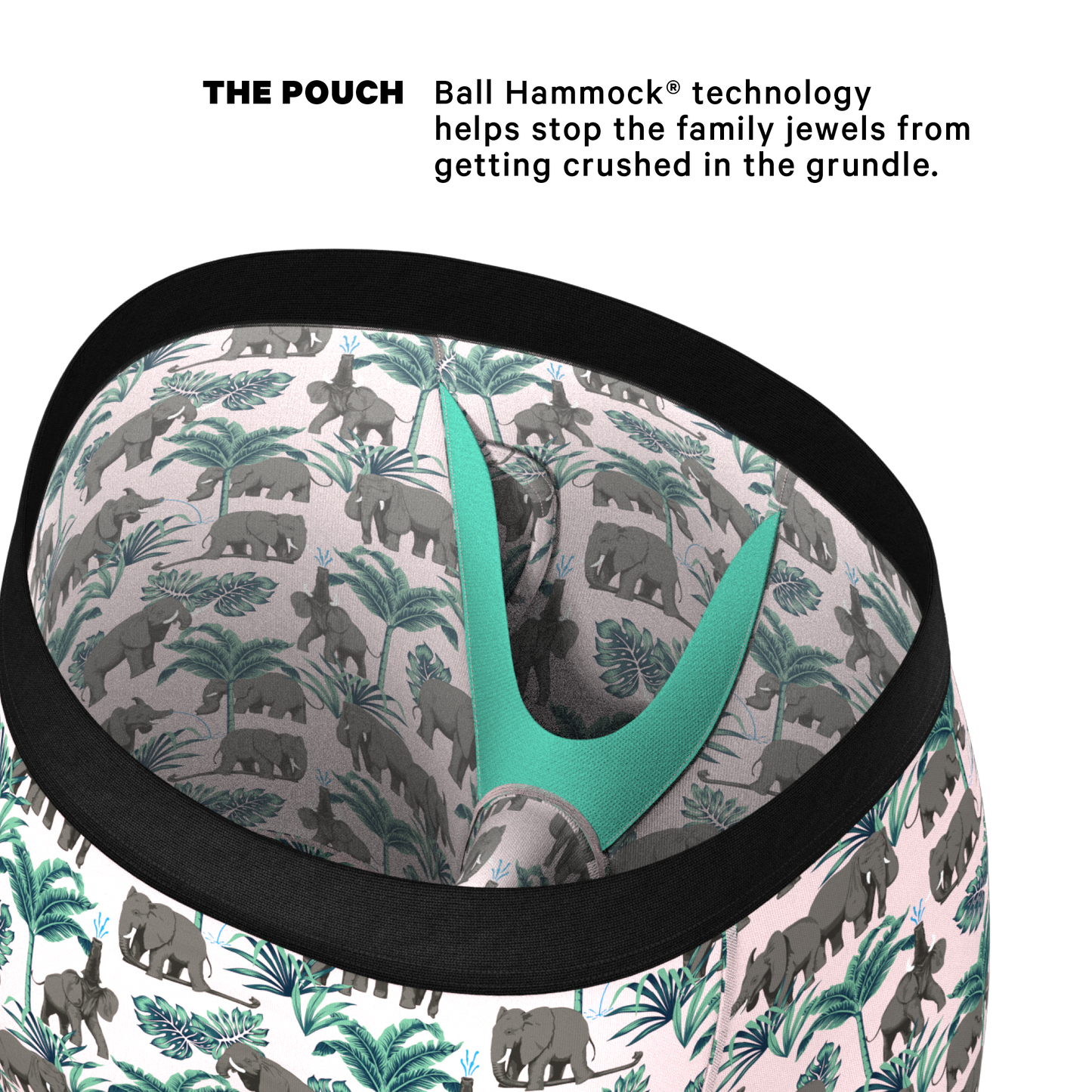 The Maximus | Tropical Elephant Long Leg Ball Hammock® Pouch Underwear With Fly