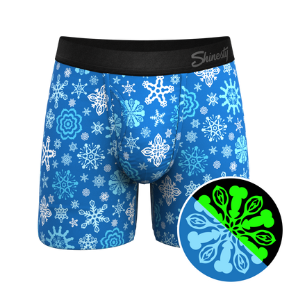 The Melt In Your Mouth | Glow in the Dark Naughty Snowflakes Ball Hammock® Pouch Underwear With Fly