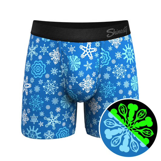 The Melt In Your Mouth | Glow in the Dark Naughty Snowflakes Ball Hammock® Pouch Underwear With Fly