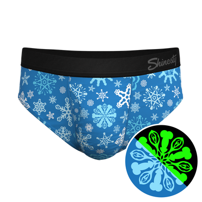 The Melt In Your Mouth | Glow In The Dark Naughty Snowflakes Ball Hammock® Pouch Underwear Briefs