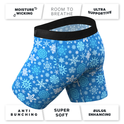 The Melt In Your Mouth | Glow In The Dark Naughty Snowflakes Long Leg Ball Hammock® Pouch Underwear With Fly