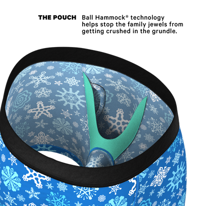 The Melt In Your Mouth | Glow in the Dark Naughty Snowflakes Ball Hammock® Pouch Underwear With Fly