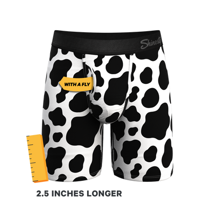 The Milk Me | Cow Print Long Leg Ball Hammock® Pouch Underwear With Fly