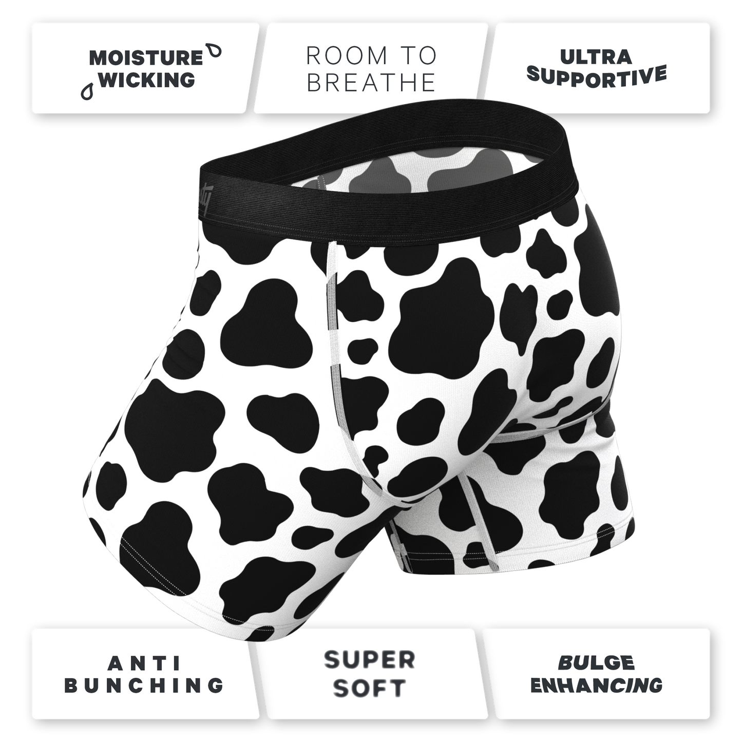 The Milk Me | Cow Print Ball Hammock® Pouch Underwear With Fly