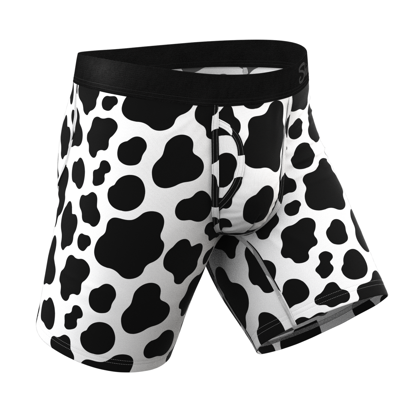 The Milk Me | Cow Print Long Leg Ball Hammock® Pouch Underwear With Fly