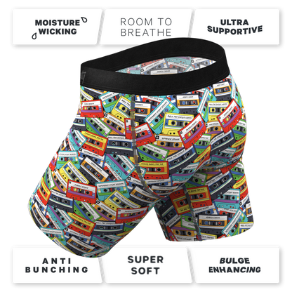 The Mixtape | Cassette Tapes Long Leg Ball Hammock® Pouch Underwear with Fly