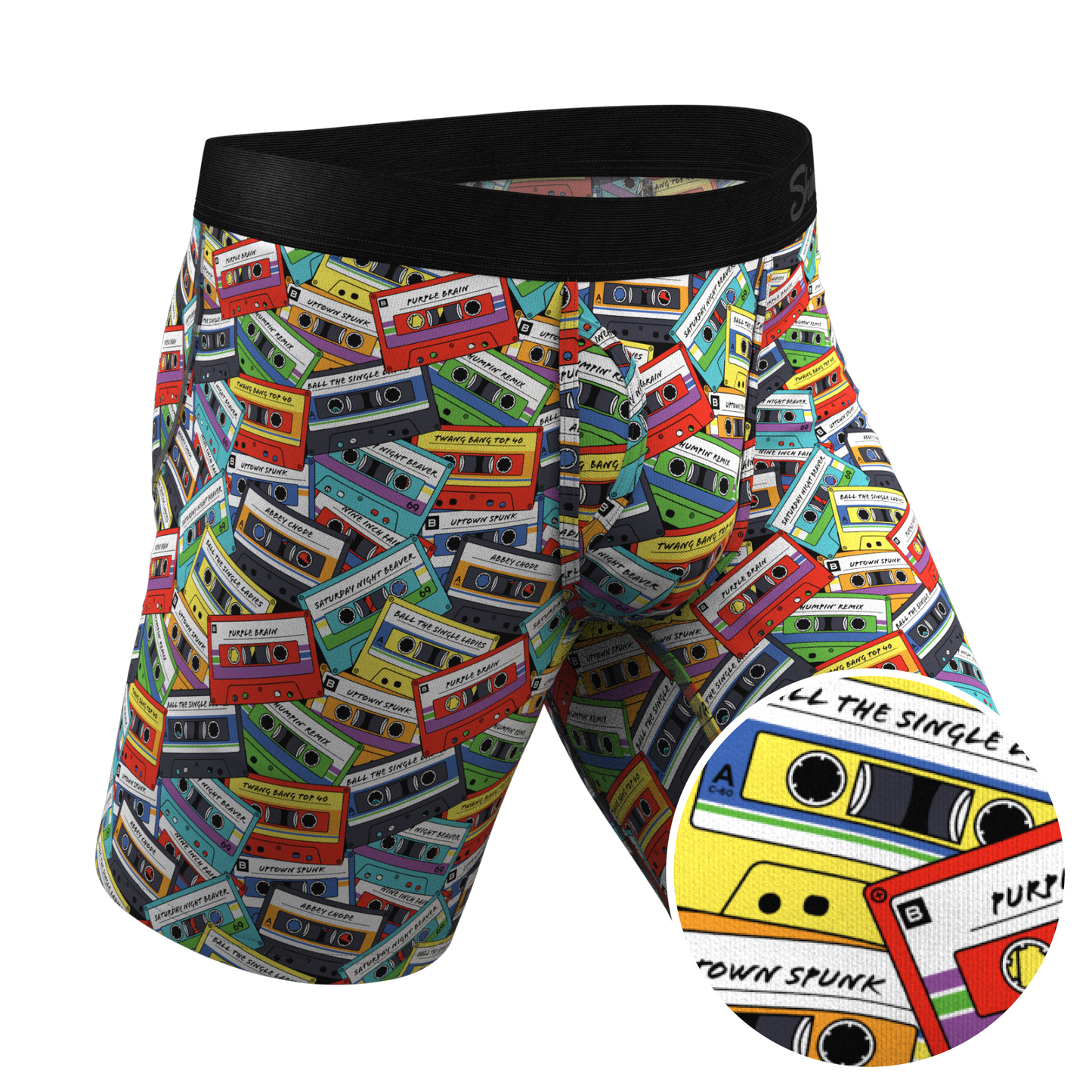 The Mixtape | Cassette Tapes Long Leg Ball Hammock® Pouch Underwear with Fly