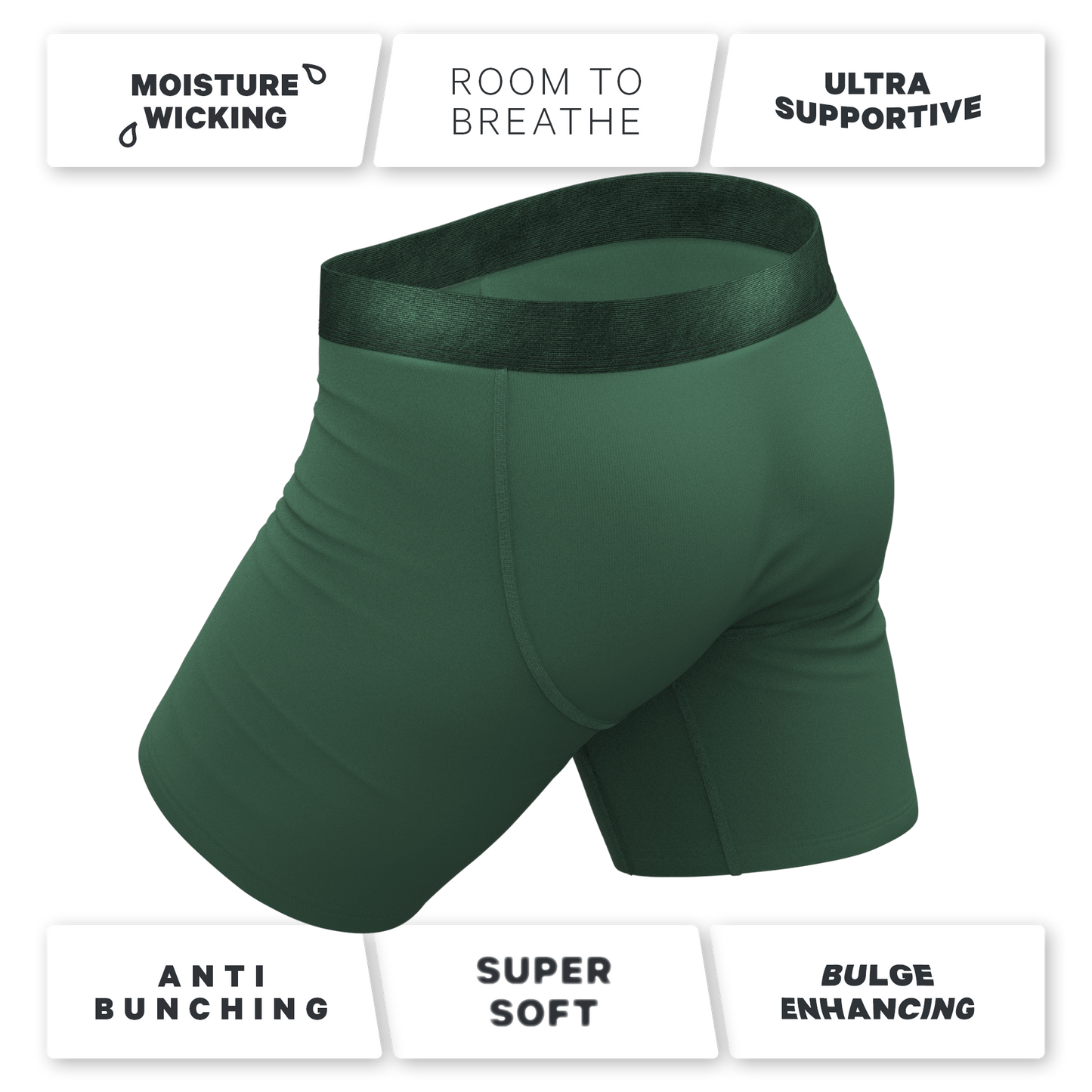 The Money Tree | Forrest Green Tonal Long Leg Ball Hammock® Pouch Underwear With Fly