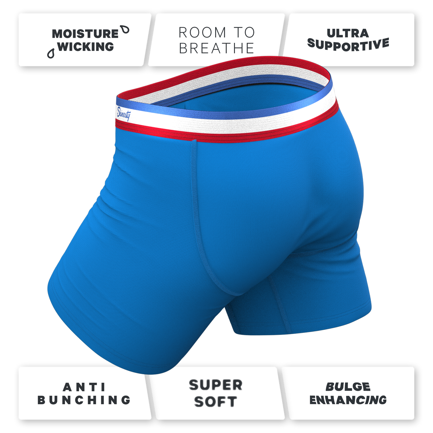 The Morning Glory | Blue with USA Waistband Ball Hammock® Pouch Underwear With Fly