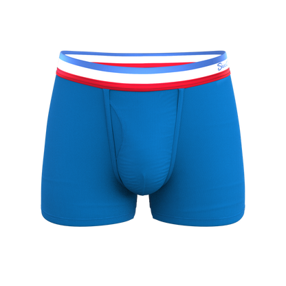 The Morning Glory | Blue with USA Waistband Ball Hammock® Pouch Trunks Underwear