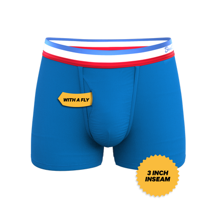 The Morning Glory | Blue with USA Waistband Ball Hammock® Pouch Trunks Underwear