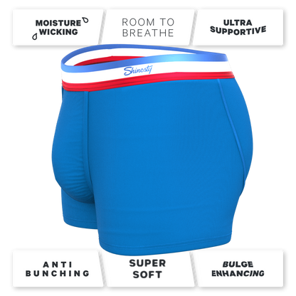 The Morning Glory | Blue with USA Waistband Ball Hammock® Pouch Trunks Underwear