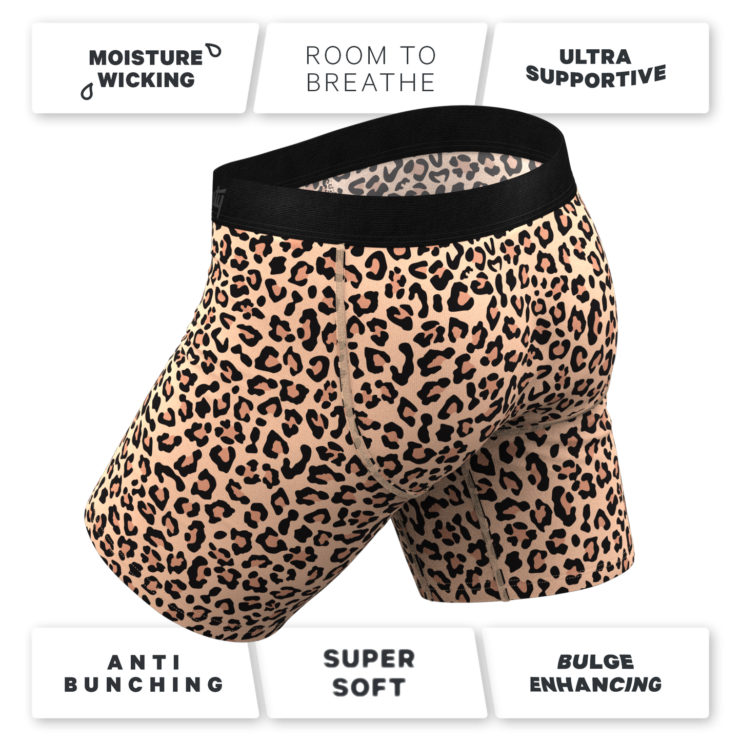 The Most Def | Leopard Print Long Leg Ball Hammock® Pouch Underwear With Fly