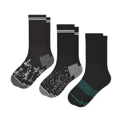 The Mostly Black | Heel Hammock™ Crew Socks 3 Pack