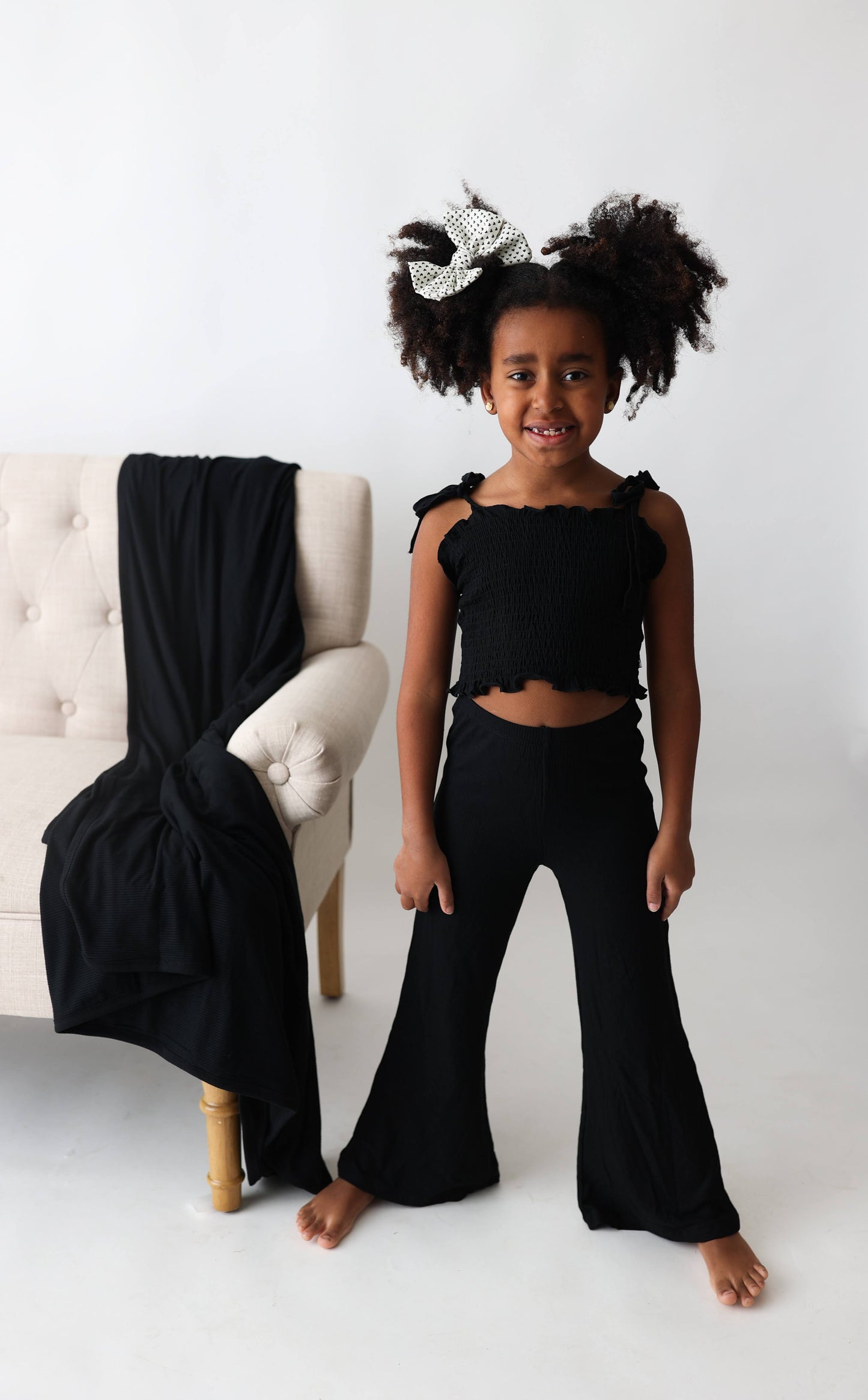 BLACK RIB DREAM SMOCKED FLARE SET