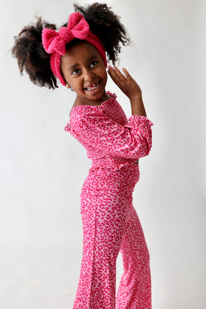 LOVE LEOPARD DREAM SMOCKED FLARE SET