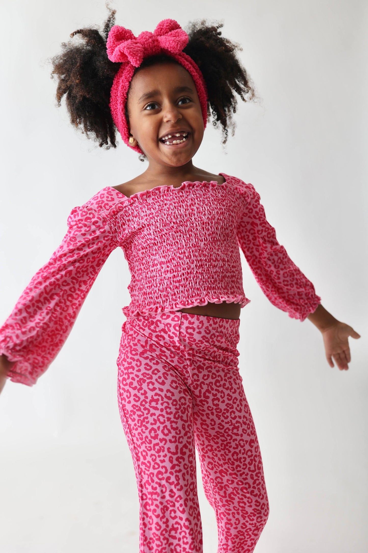 LOVE LEOPARD DREAM SMOCKED FLARE SET