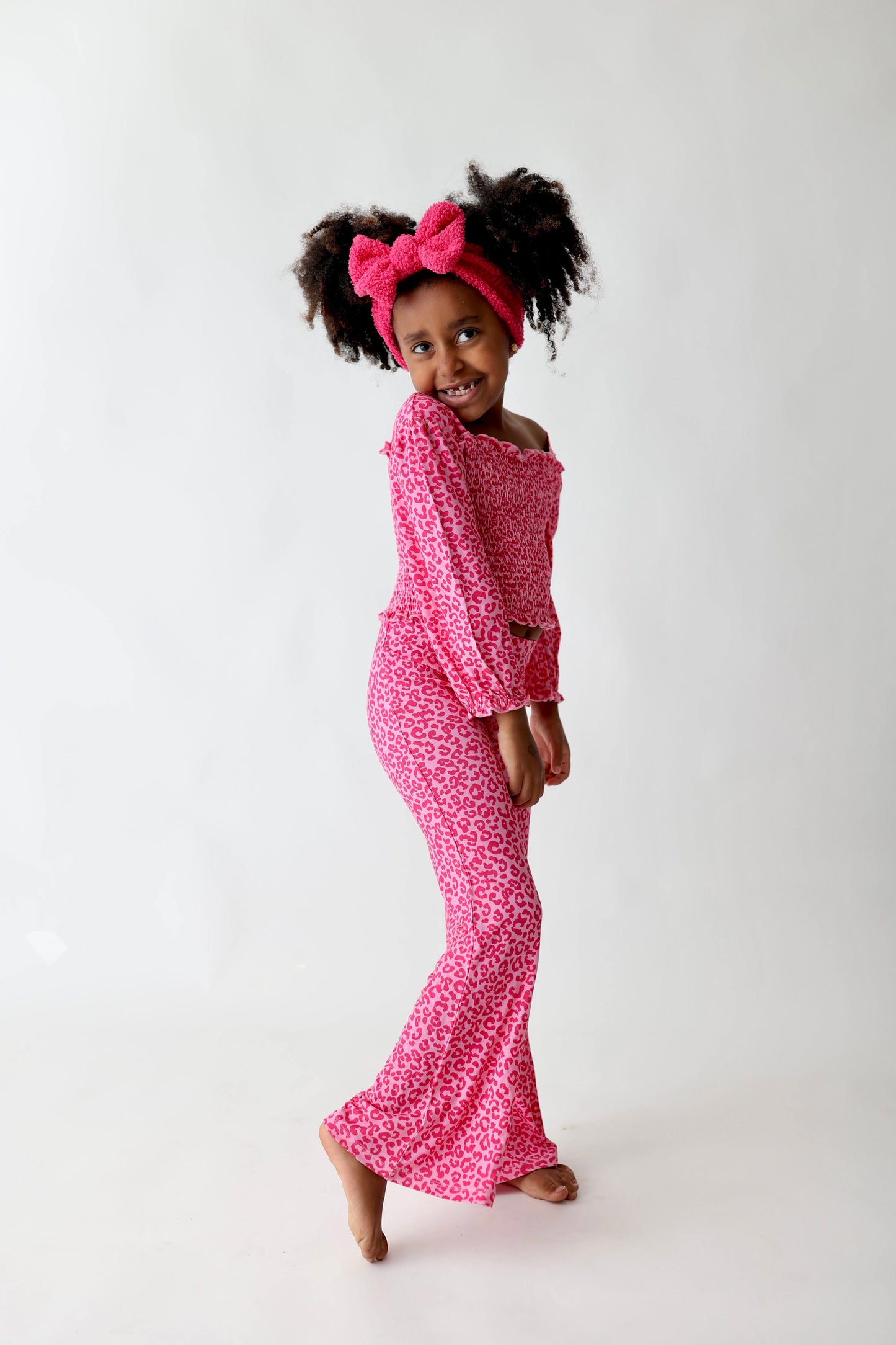 LOVE LEOPARD DREAM SMOCKED FLARE SET