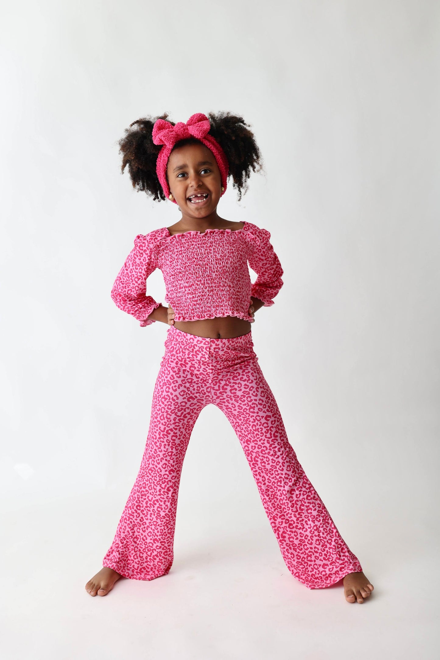 LOVE LEOPARD DREAM SMOCKED FLARE SET