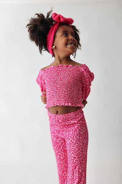 LOVE LEOPARD DREAM SMOCKED FLARE SET