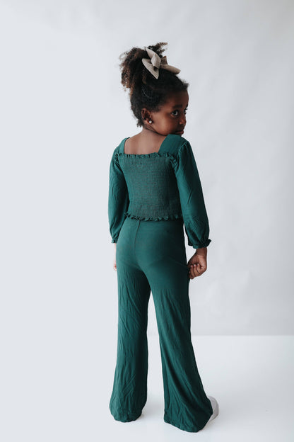 EVERGREEN RIB DREAM SMOCKED FLARE SET