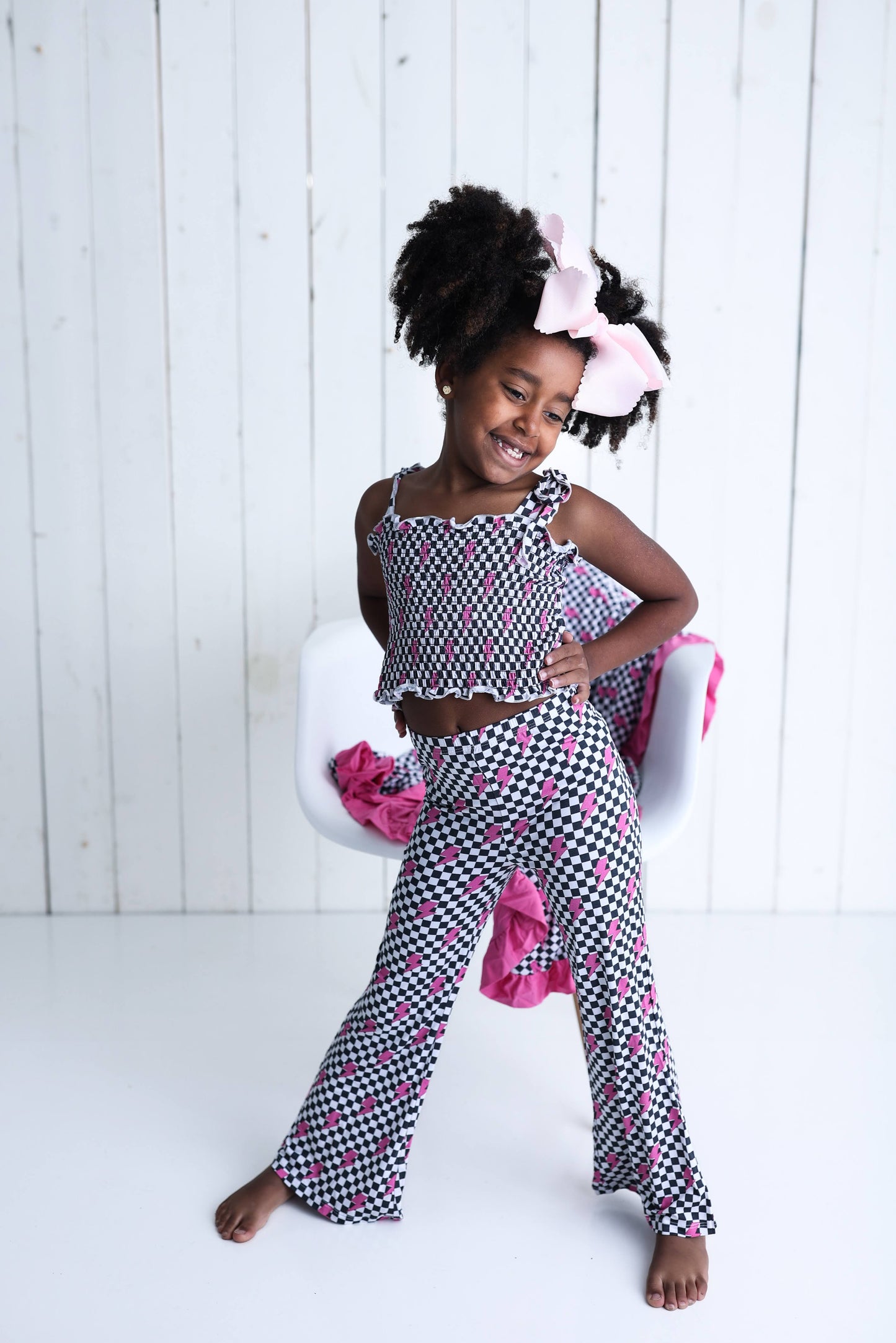 FIERCE CHECKZZZ DREAM SMOCKED FLARE SET