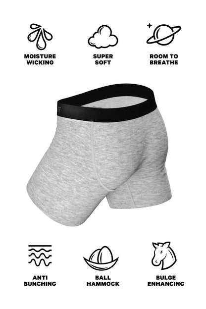 The Gray Area | Grey Couples Ball Hammock® Boxer With Fly and Cheeky 2 Pack