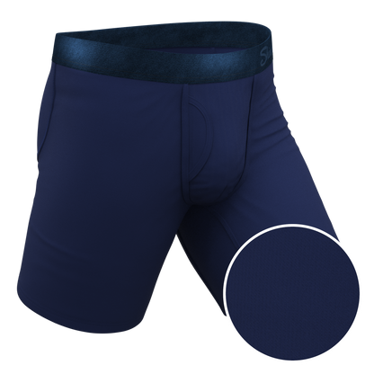 The Navy Jones | Tonal Navy Long Leg Ball Hammock® Pouch Underwear With Fly