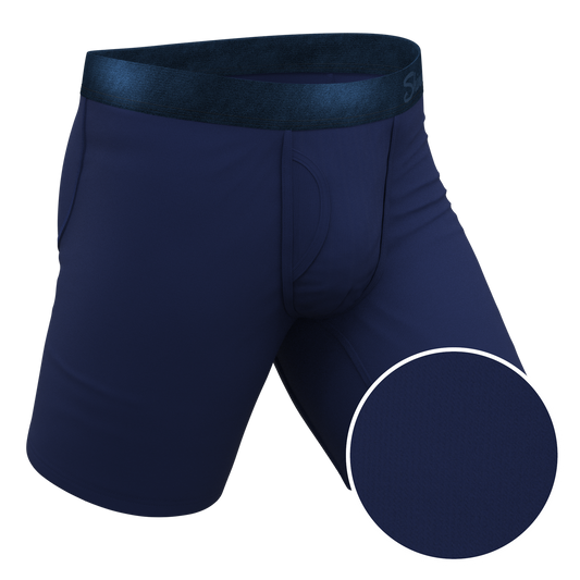 The Navy Jones | Tonal Navy Long Leg Ball Hammock® Pouch Underwear With Fly