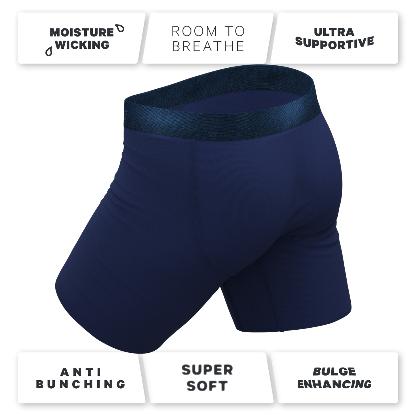 The Navy Jones | Tonal Navy Long Leg Ball Hammock® Pouch Underwear With Fly