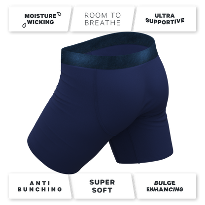 The Navy Jones | Tonal Navy Long Leg Ball Hammock® Pouch Underwear With Fly