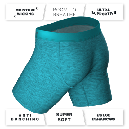 The Nerves of Teal | Teal Heather Long Leg Ball Hammock® Pouch Underwear With Fly