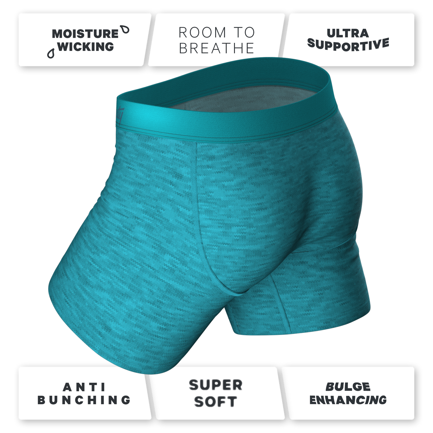 The Nerves of Teal | Teal Heather Ball Hammock® Pouch Underwear With Fly