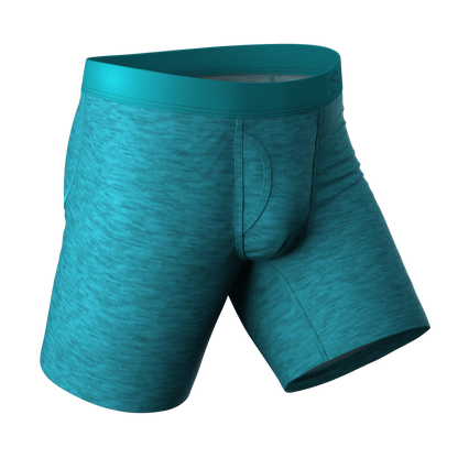 The Nerves of Teal | Teal Heather Long Leg Ball Hammock® Pouch Underwear With Fly