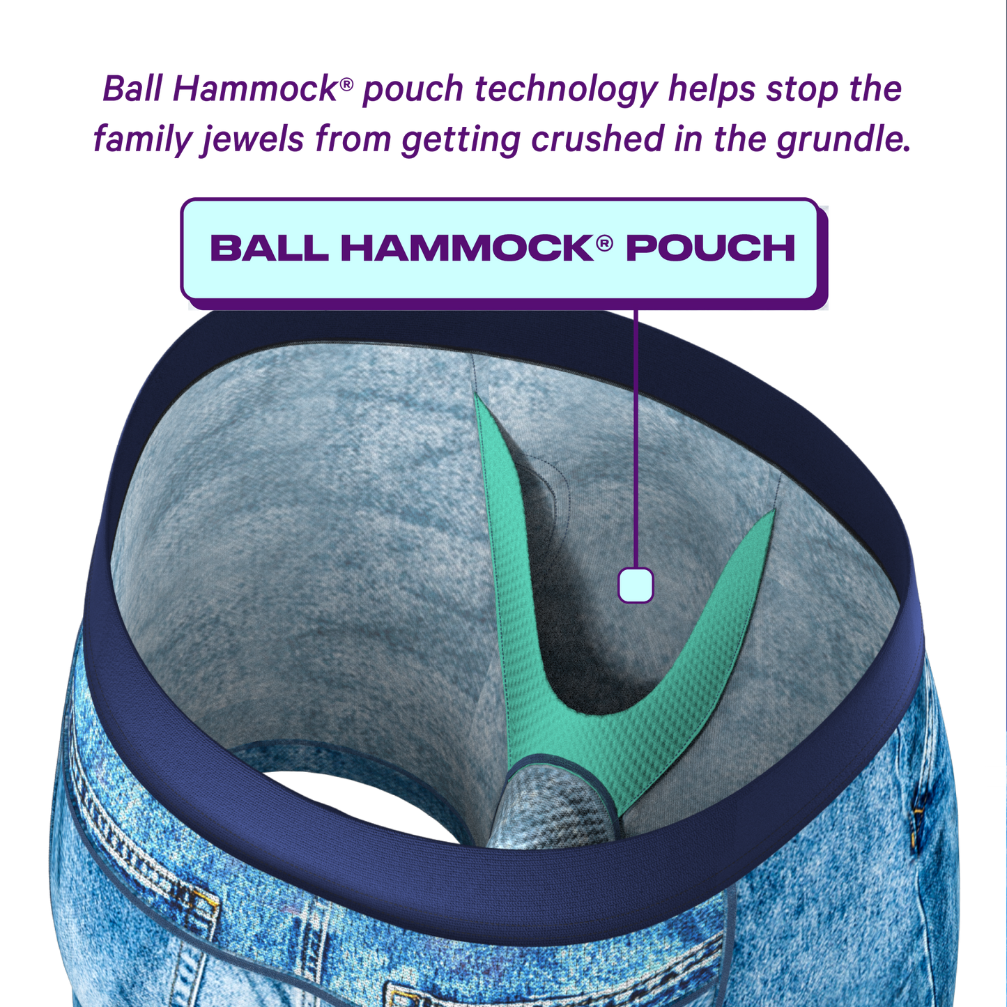 The Never Nude | Denim paradICE™ Cooling Ball Hammock® Pouch Underwear