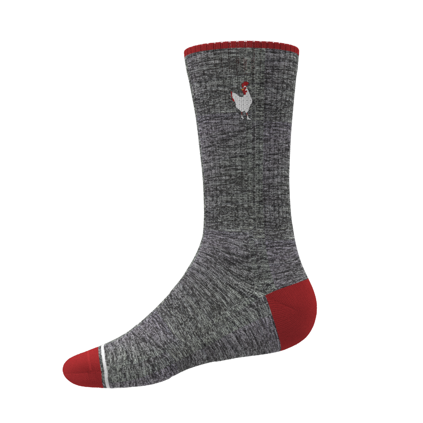 The Nice Cockerel | Heather Gray and Red Heel Hammock™ Crew Socks