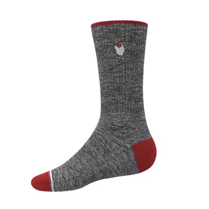 The Nice Cockerel | Heather Gray and Red Heel Hammock™ Crew Socks