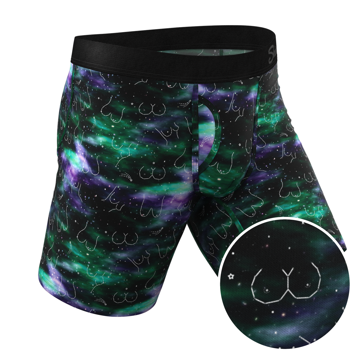 The Milky Way | Northern Lights Long Leg Ball Hammock® Pouch Underwear With Fly