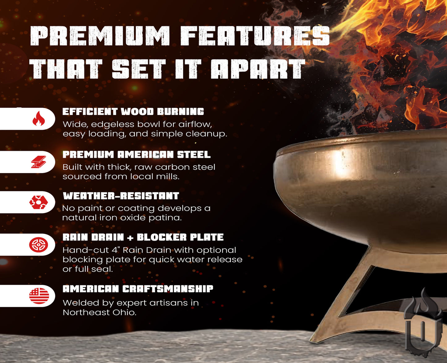 Liberty Fire Pit with Hollow Base (Made in USA)