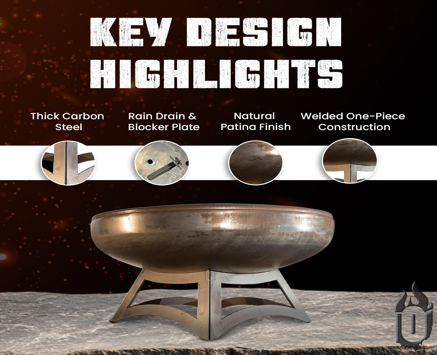 Liberty Fire Pit with Hollow Base (Made in USA)