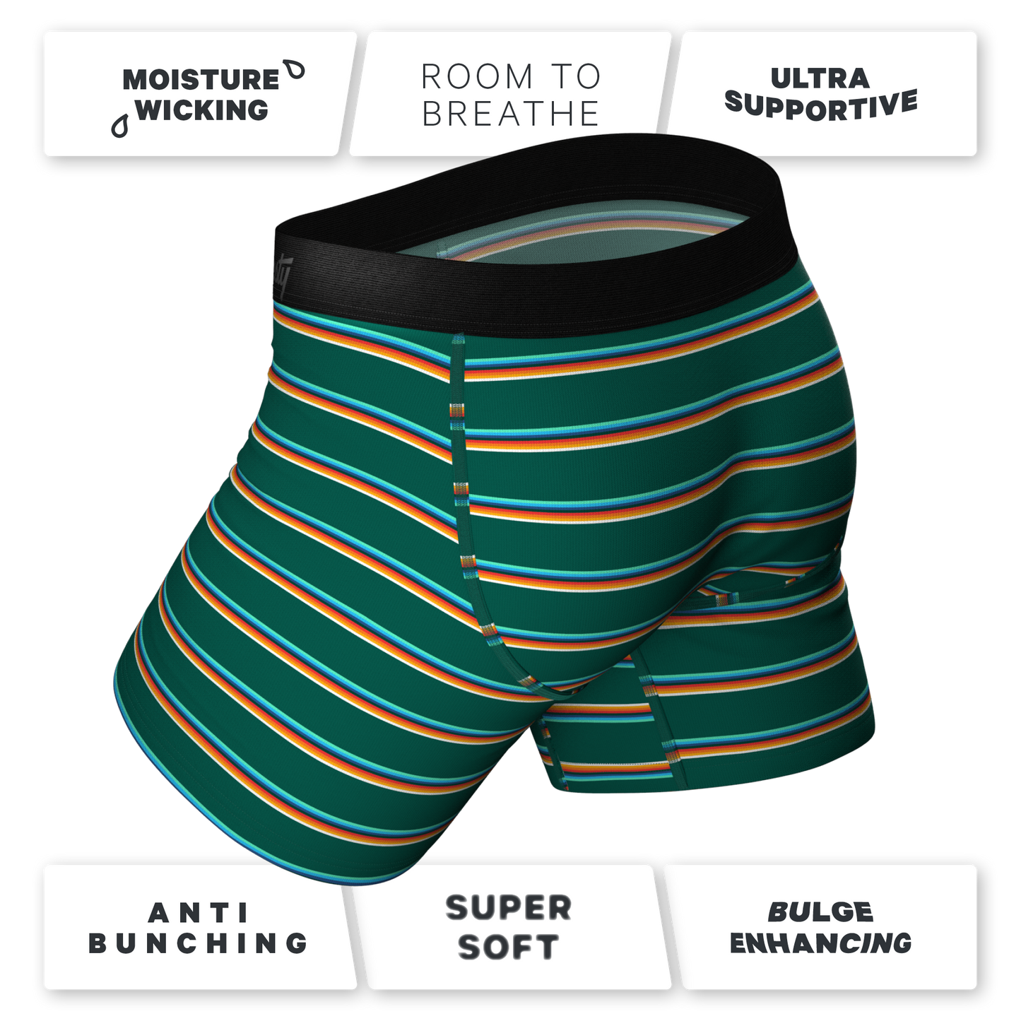 The Old Schooler | Retro Green Stripe Ball Hammock® Pouch Underwear