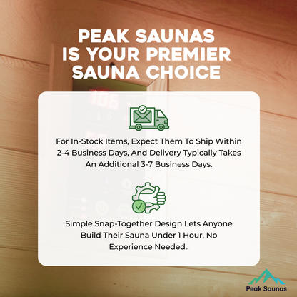 Peak Saunas Everest 2-Person Full Spectrum Infrared Sauna with XL Medical-Grade Red Light Therapy & Smart WiFi App Control