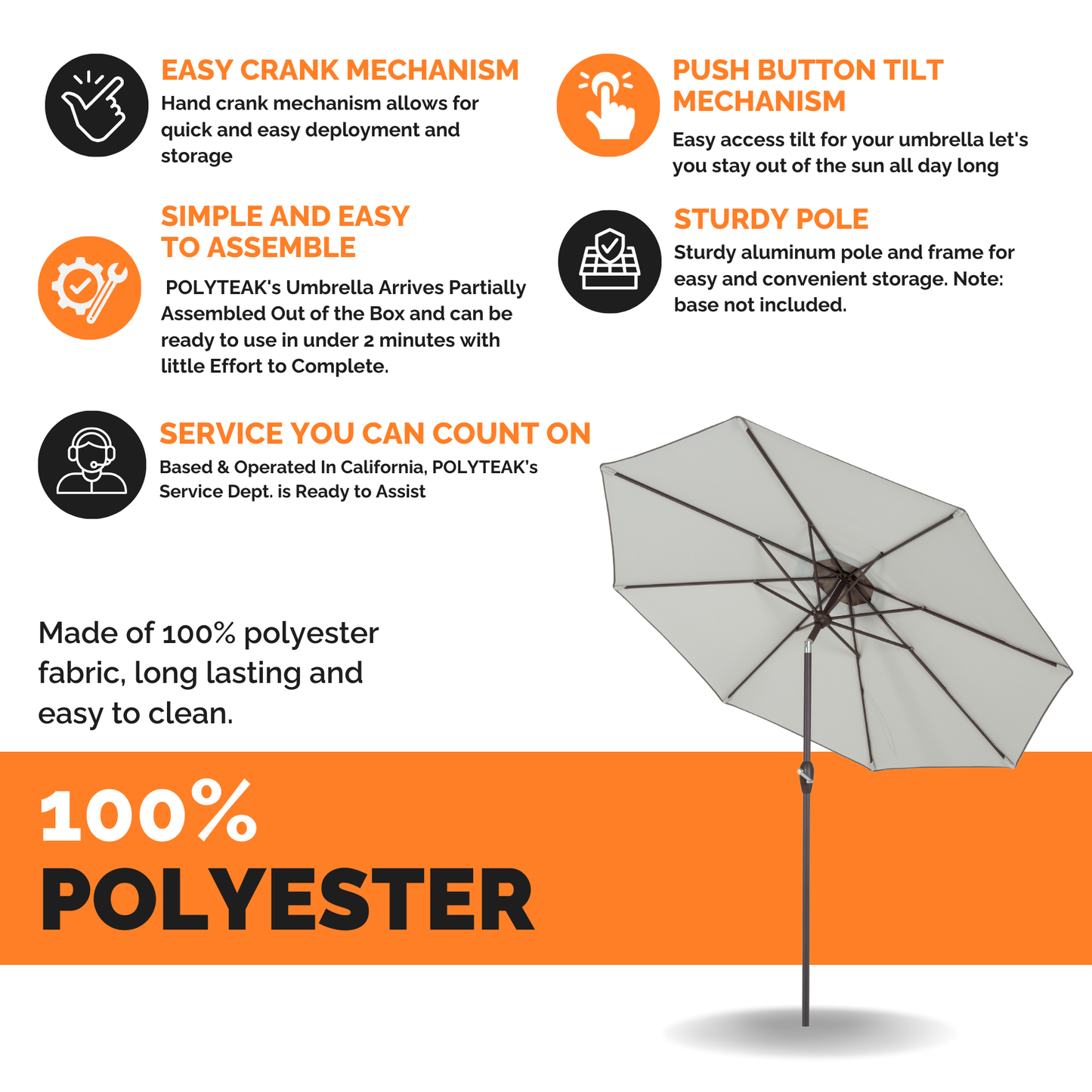 Outdoor/Patio Umbrella 9 ft - Brown Pole