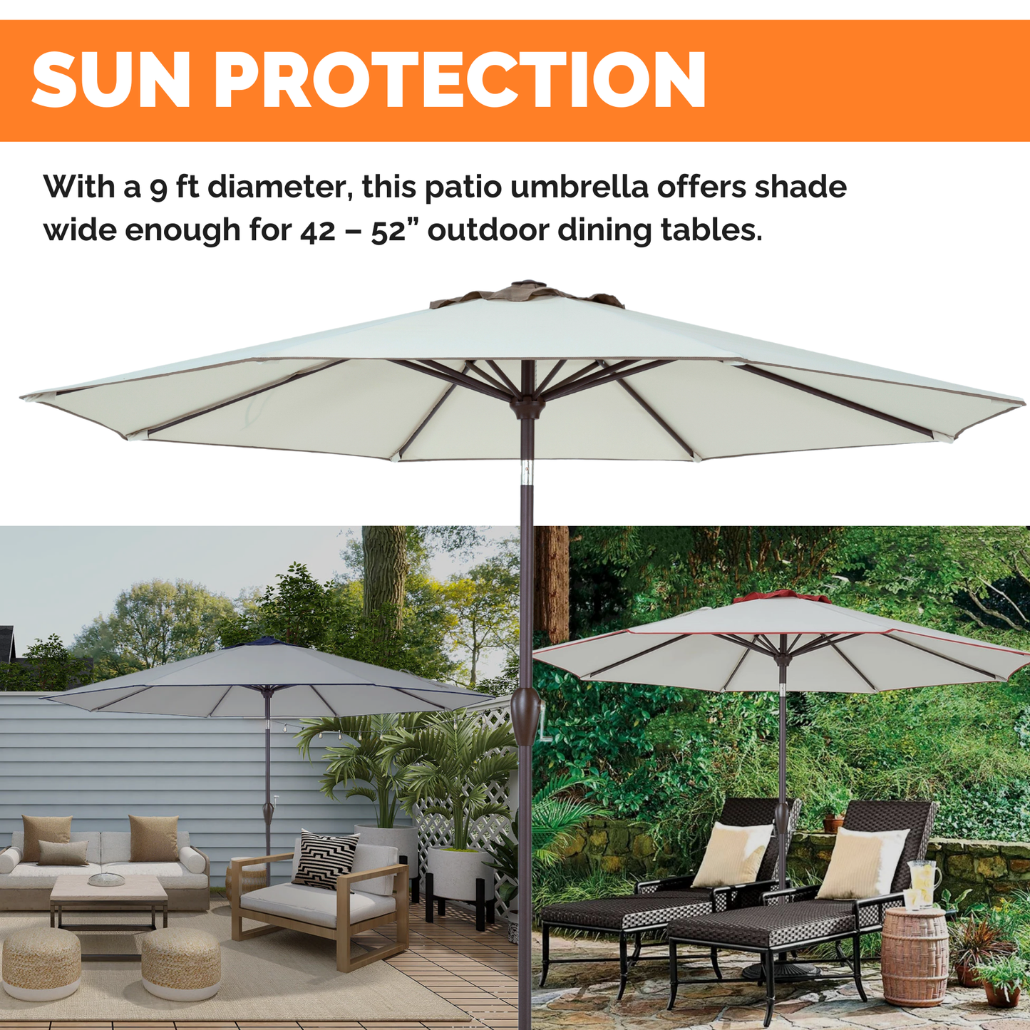 Outdoor/Patio Umbrella 9 ft - Brown Pole