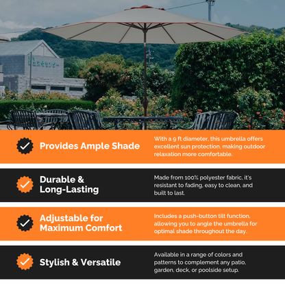 Outdoor/Patio Umbrella 9 ft - Brown Pole